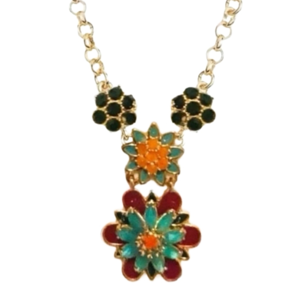 Kate Spade Bold‎ Blooms Enamel floral statement necklace 14k gold-plated
